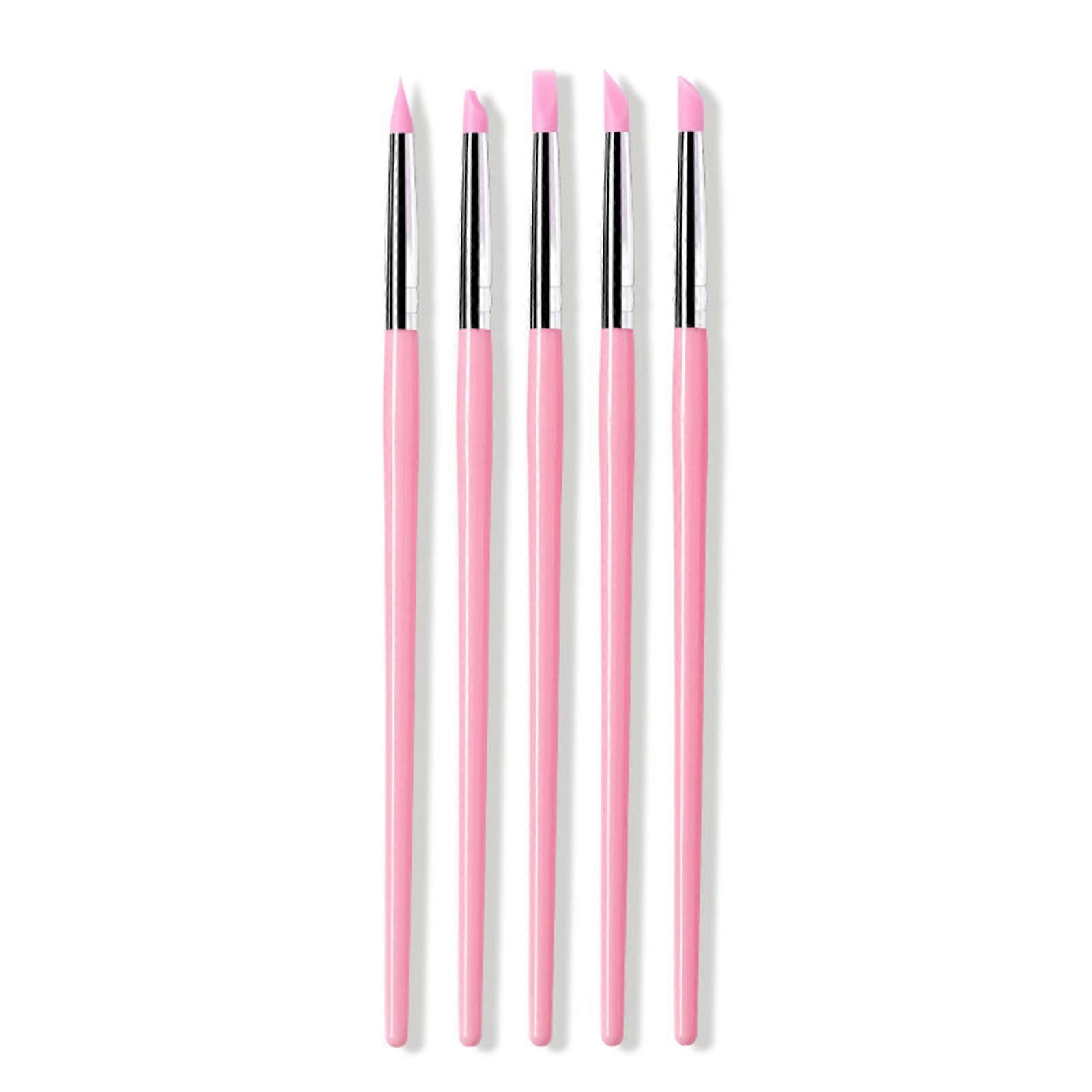 5 Pieces Silicone Brush Set For DIY Nail Art And Pottery With Ergonomic Wood Handles Creative DIY Nail Art Supplies