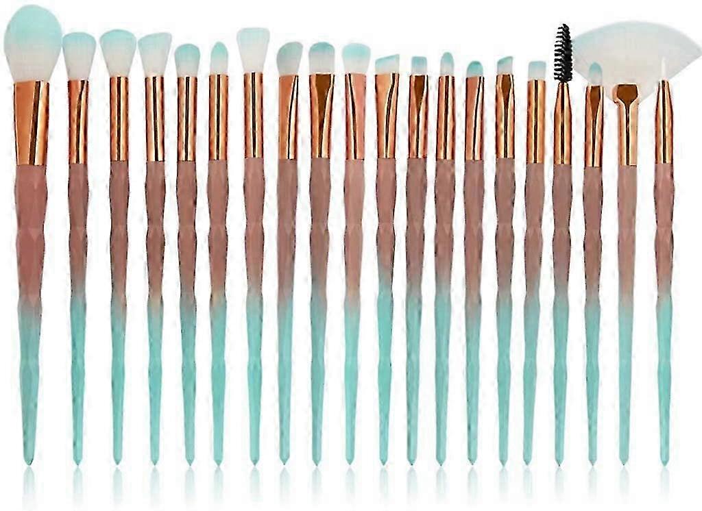20pcs Premium Makeup Brush Set in Brown & Turquoise