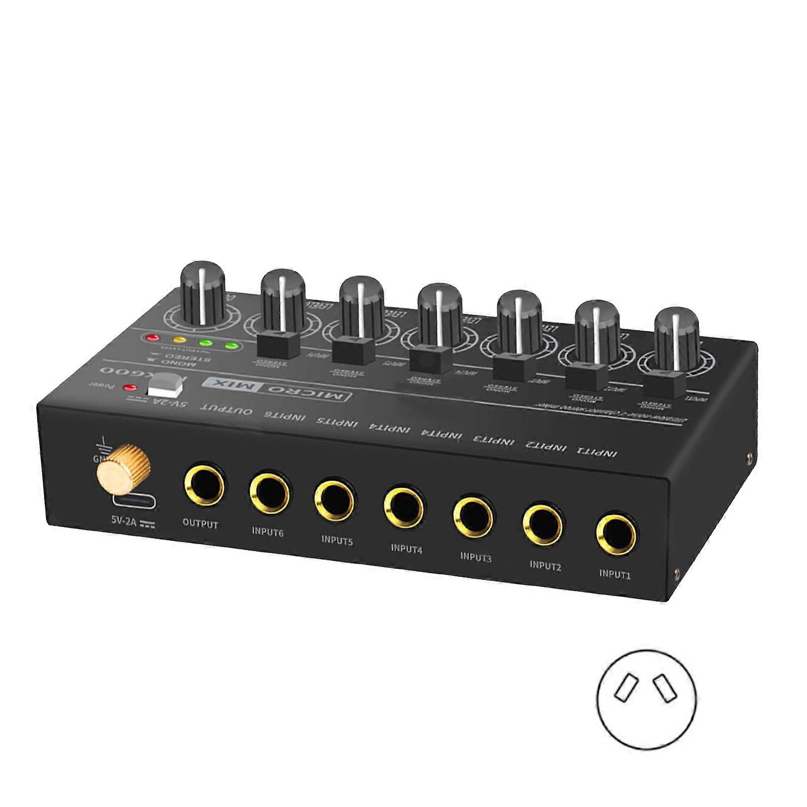 MX600 Table de mixage audio 6 canaux USB avec commutation audio, entrée/sortie 6,5 mm, distributeur/commutateur pour plusieurs instruments, multicolore