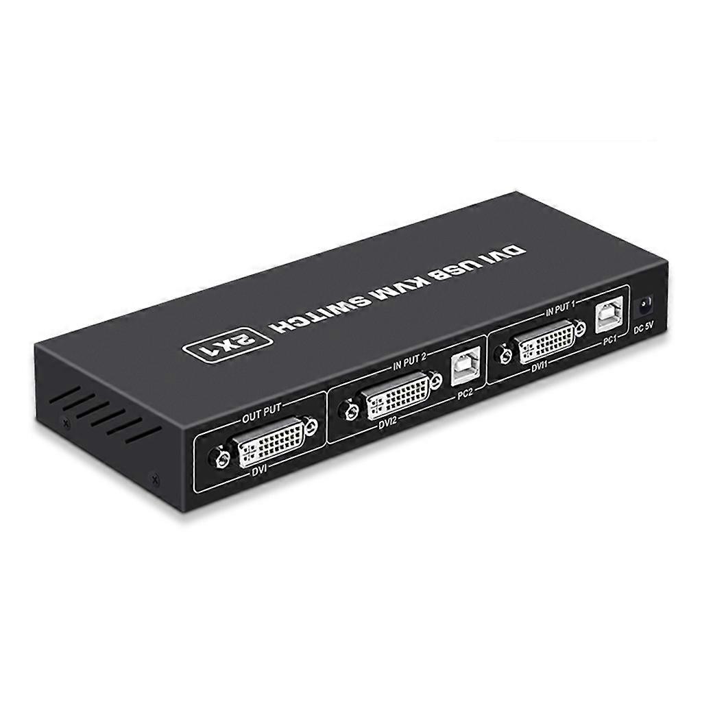 DVI KVM Switch 2-port DVI Screen Splitter 2 In 1 Out Adapter for Keyboard and Mouse Printer Computer Shared Switcher Hub Multicolor
