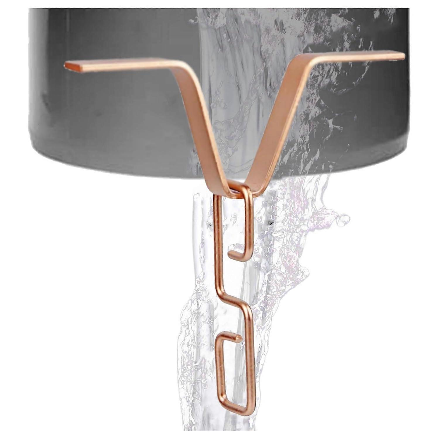 Rain Chain Gutter Adapter – Rain Chain Retainer – V Shaped – for Downpipe Outlet (Gold)