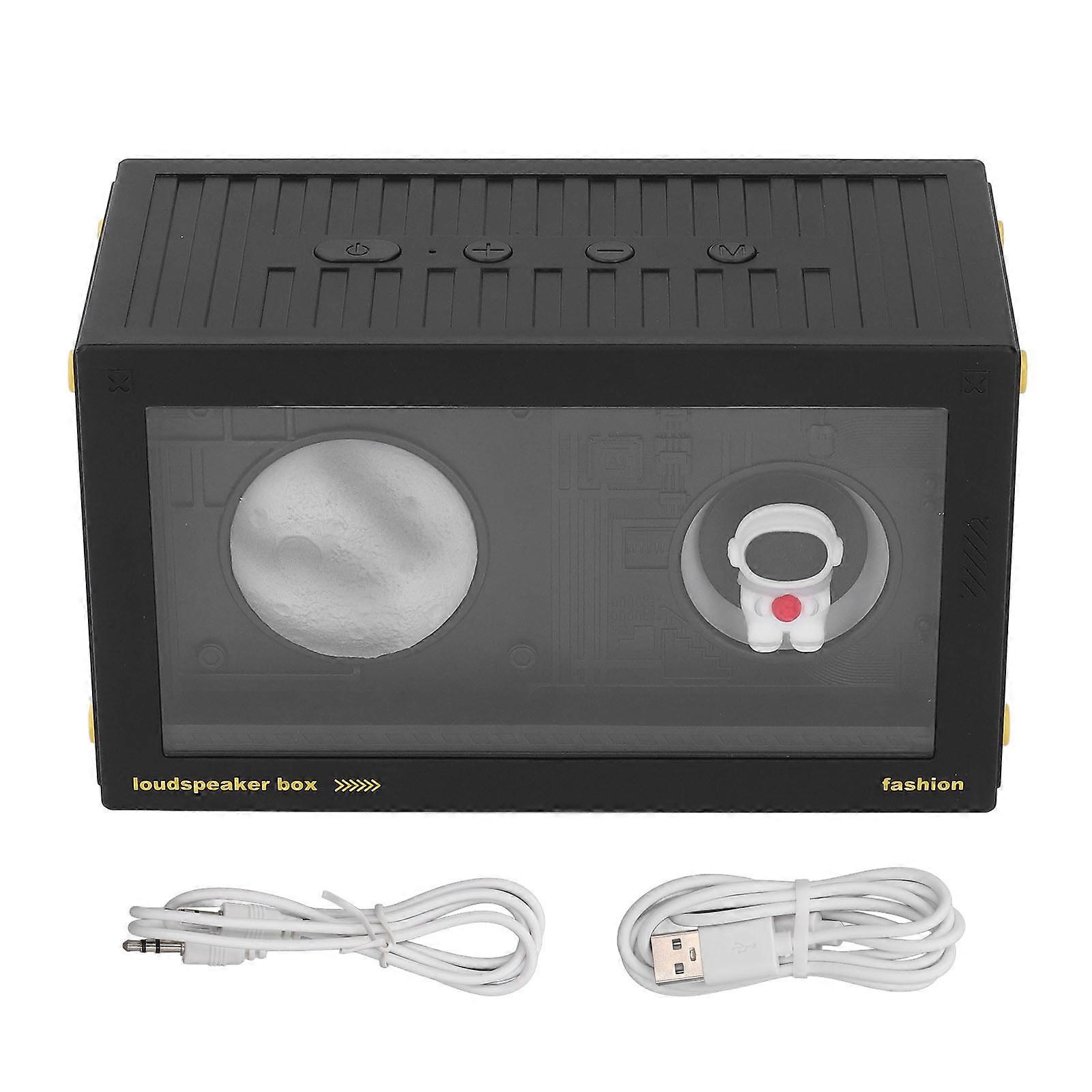 Wireless Bluetooth Speaker with Planet Decor Night Light HiFi Surround Sound Portable Bluetooth Speaker Supports Small Memory Card AUX Modes Black