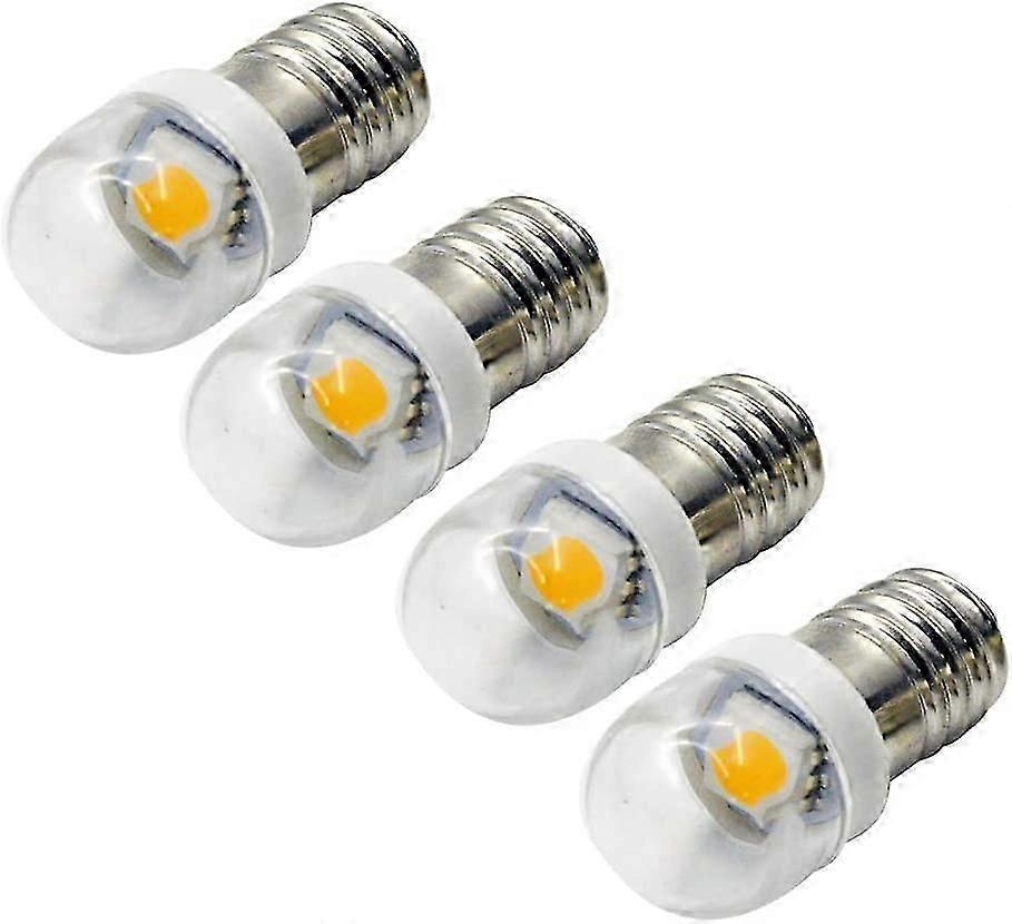 4pcs 3V 0.2W E10 LED Bulbs 5050 1SMD White 3000K LED Bulb Replacement Upgrade for Headlights Flashlights Torch Lights