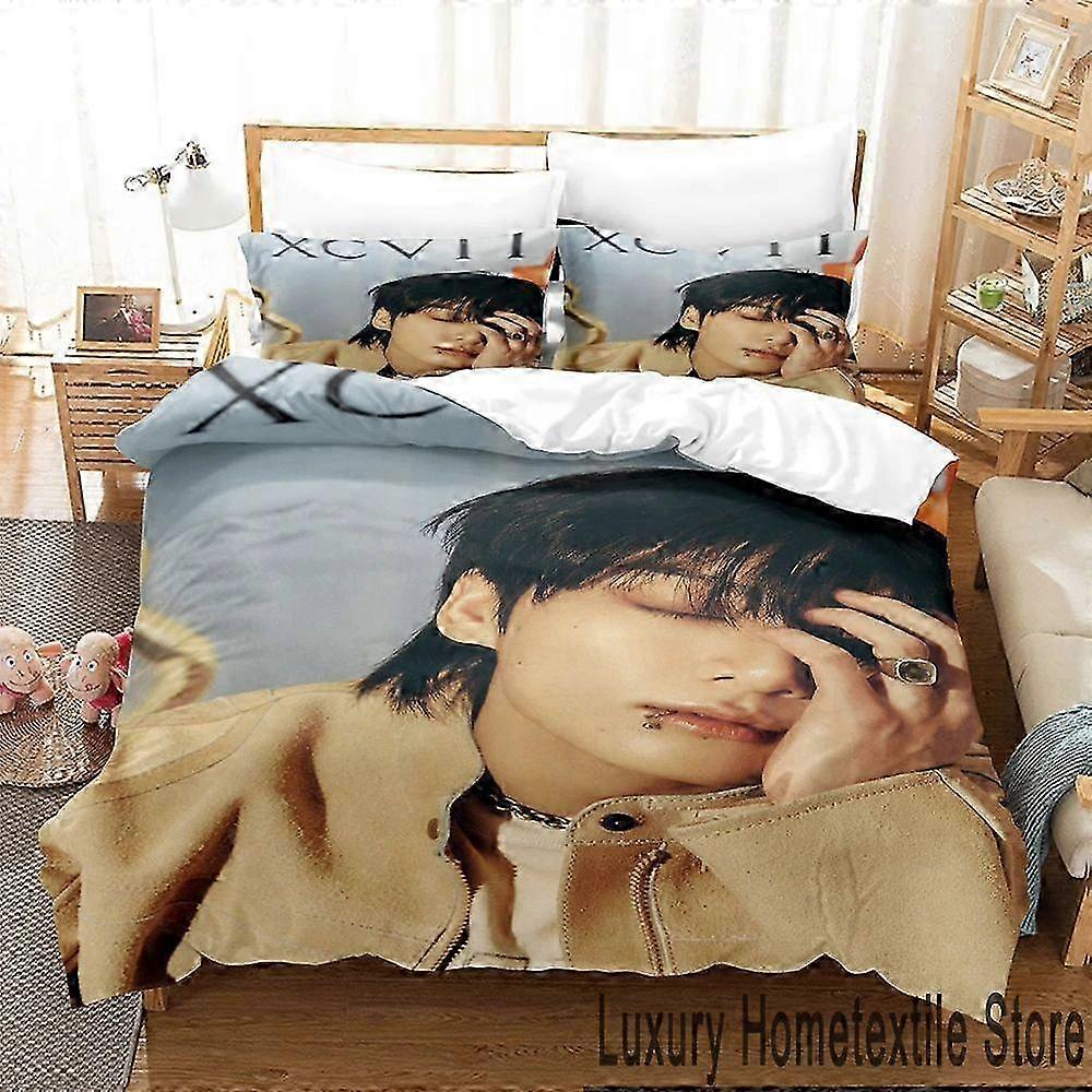 V2306 Bed Sheets Kpop Album Bedding Set for Jeon Jung Kook - Double, Twin, King Duvet Cover Comforter with Pillowcase, Suitable for Boys, Gi