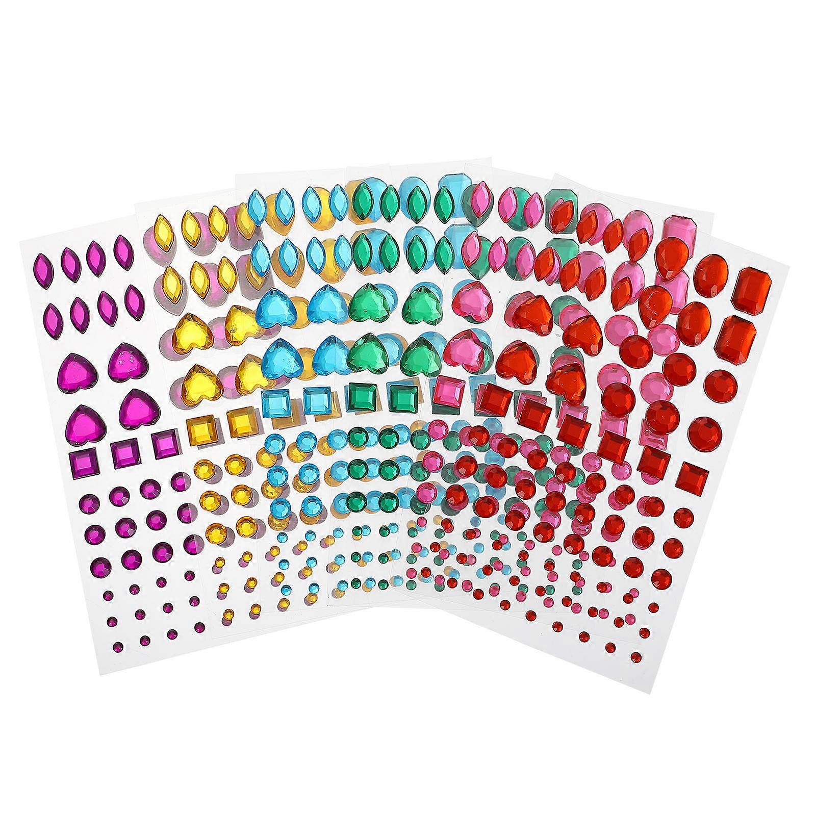 DIY Acrylic Crystal stickers for Decoration Assorted Color Safe Durable Beautiful 6 Sheets