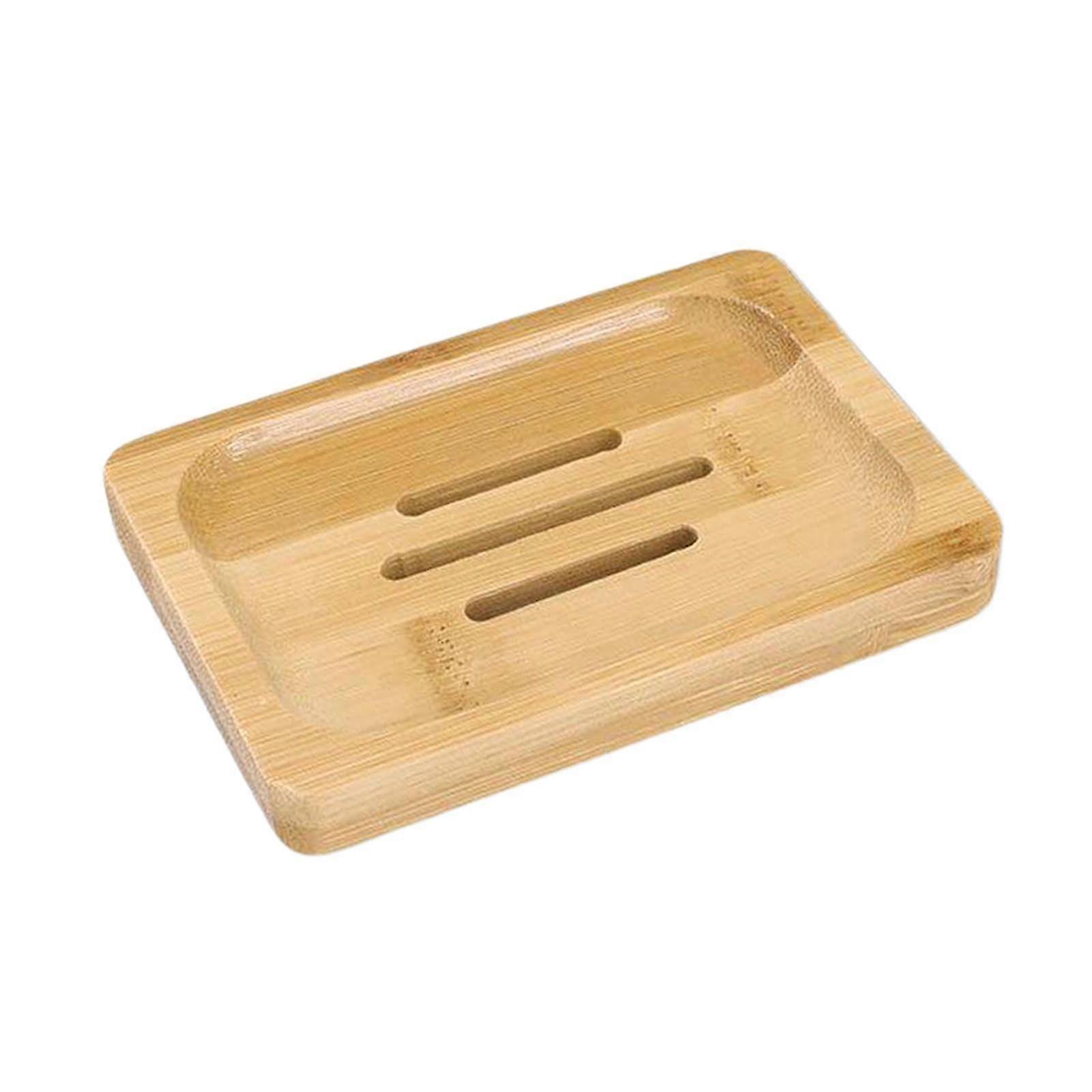 Bamboo Soap Holder Tray for Bathroom & Kitchen - Rectangle Dish Plate