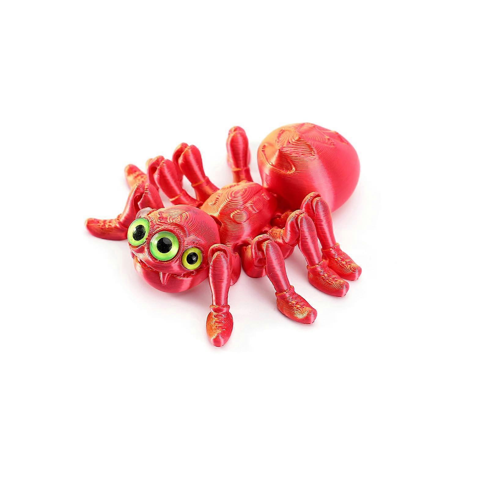 3D Printed Movable Spider Sculpture, Creative Desk Decoration, Red Ornament, Large Size, Unique Design