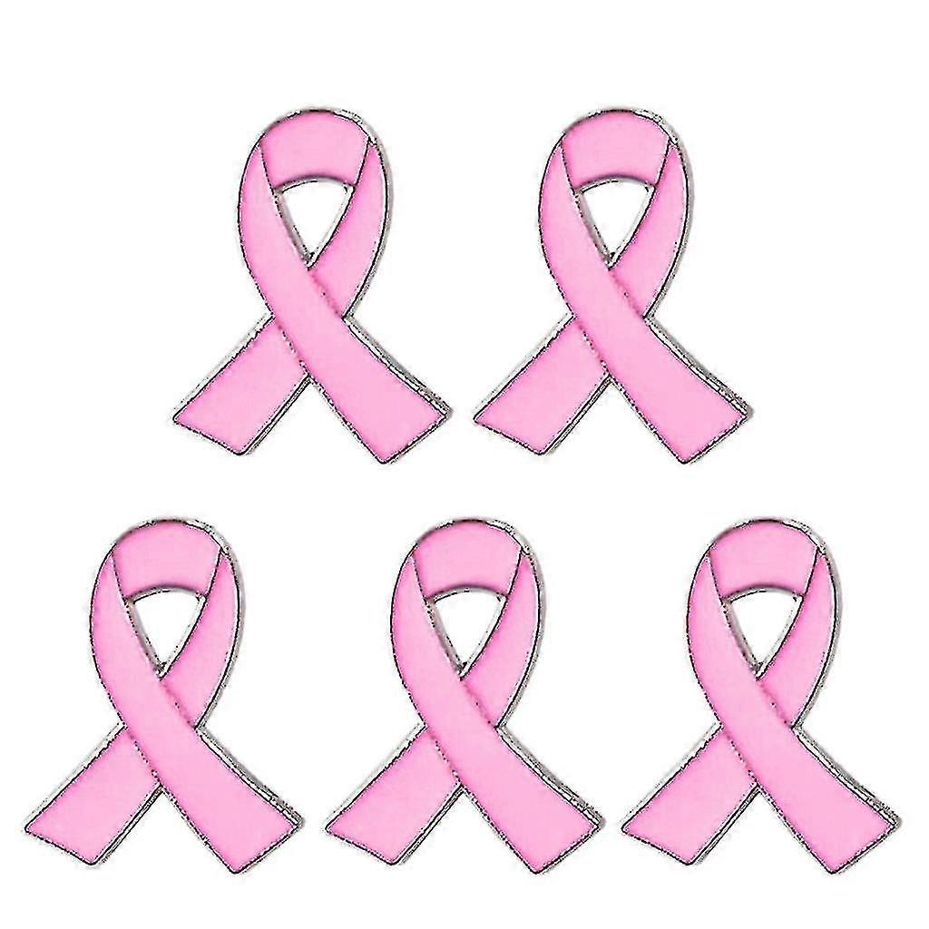 5リボンブローチピンのセット-美しいエナメルデザイン、合金素材、ピンク