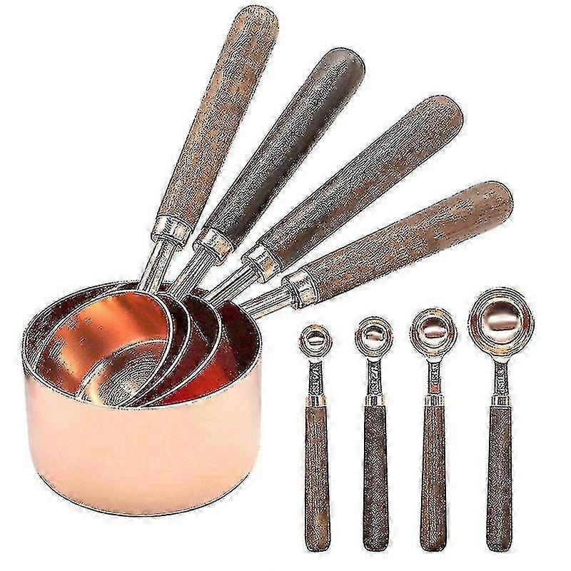 Walnut Handle Measuring Cups & Spoons Set for Dry & Liquid Ingredients