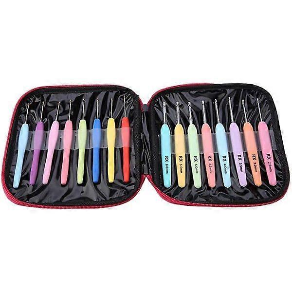 16-piece crochet hook set in multiple colors with ergonomic handle, aluminum yarn needles, crochet hook set with soft handle for people with arthritis