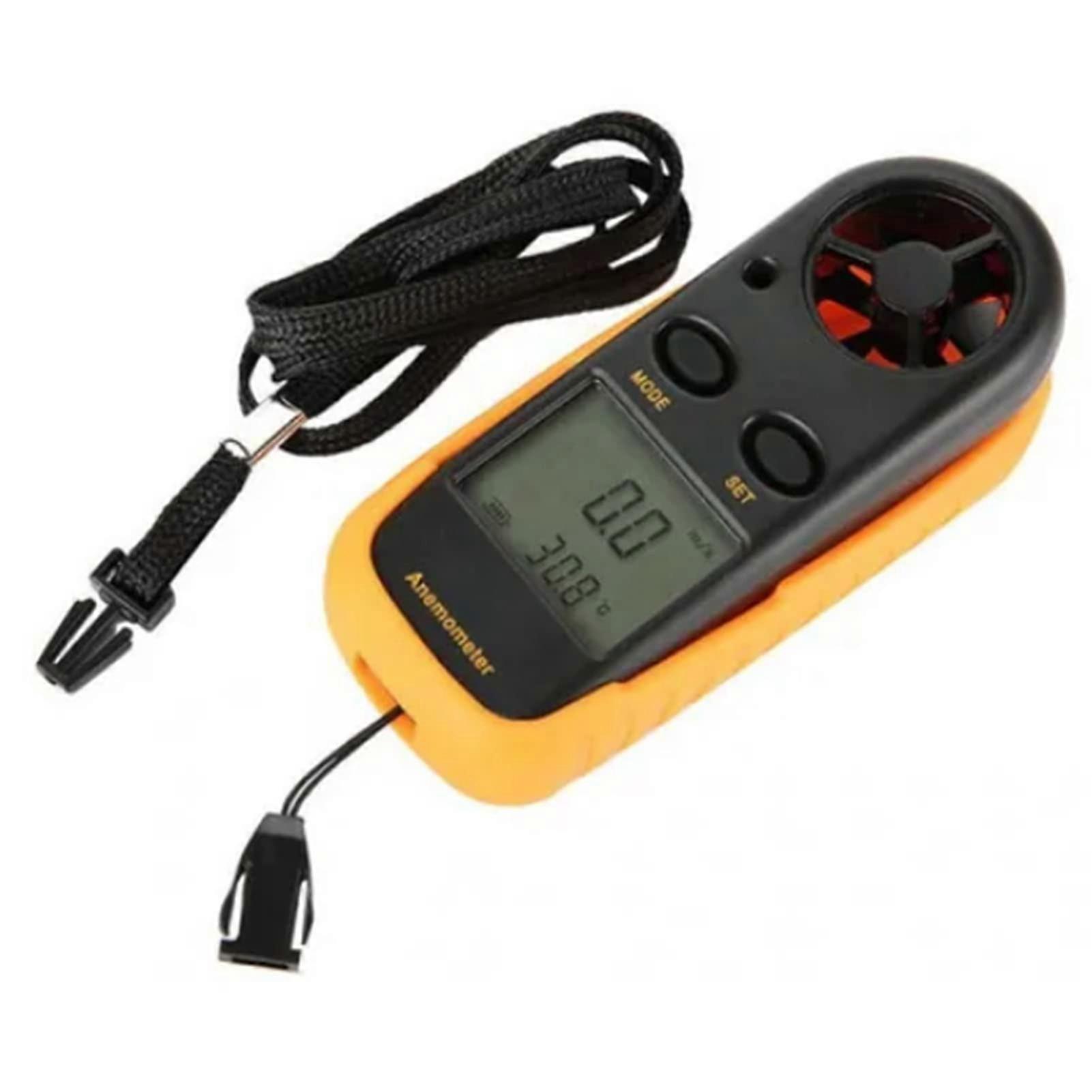 Digital anemometer, pocket wind speed meter with temperature measurement, LCD backlight display, CR2032 battery for outdoor sports, sailing,