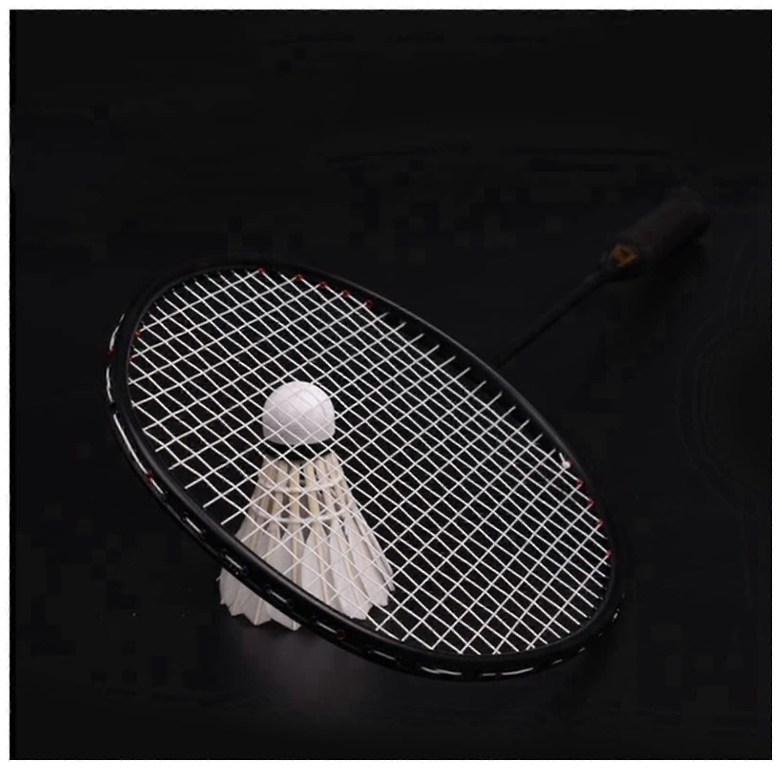 Badminton Racket Carbon Fibre, Head Heavy, 35 Lbs High Tension, For Powerful Smashes, White