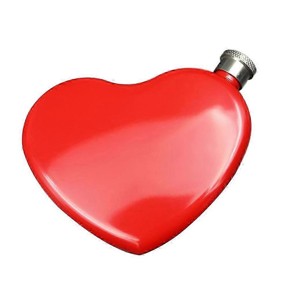 Stainless Steel Mini Whiskey Flask with Funnel - 9.9X7.5CM - Red
