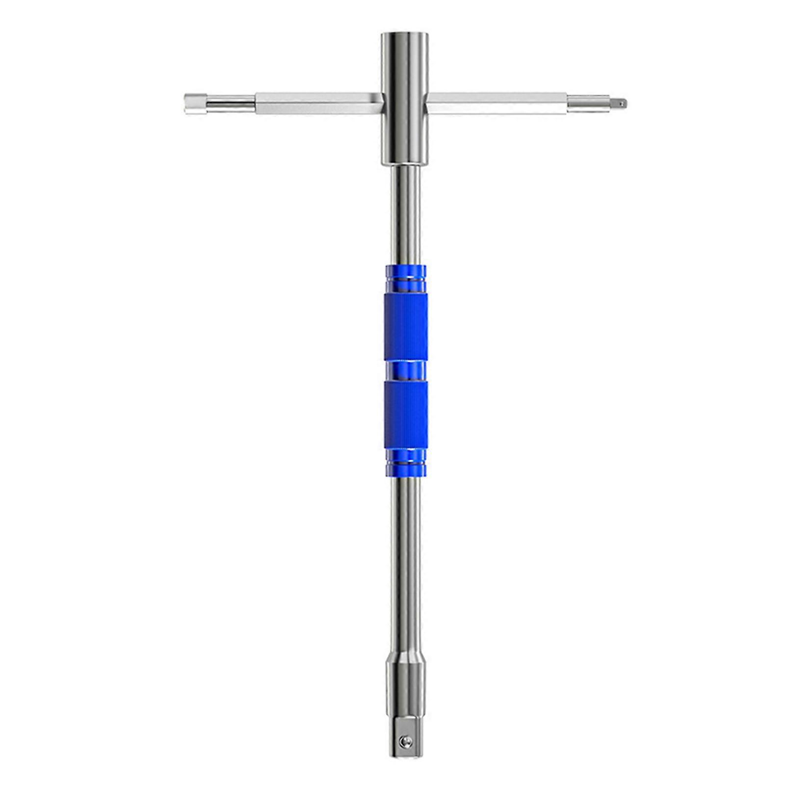 Multifunctional Rotating T Handle Tool 3 Interchangeable Heads Sliding Power Rod Antislip Design Carbon Steel Multicolor