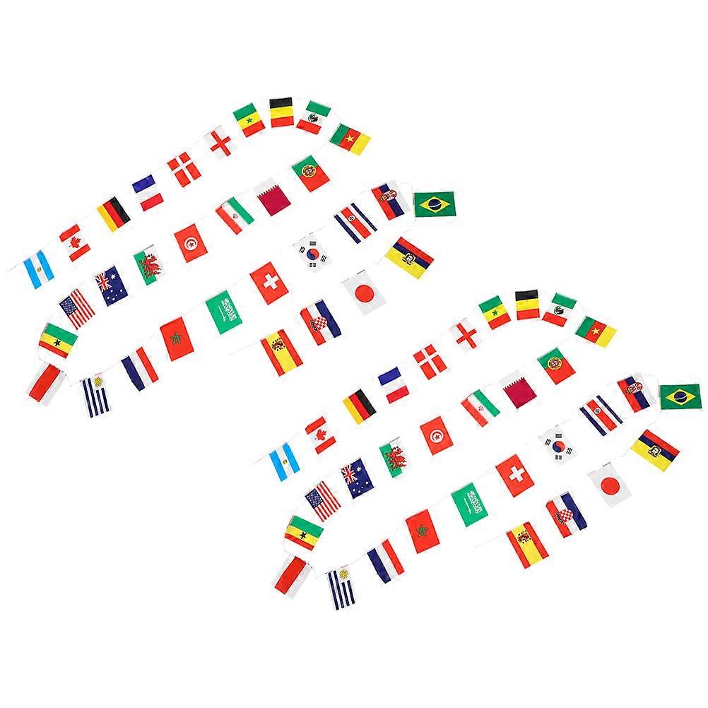 2pcs International String Flags Banner for Football Match Soccer Party Event Decoration