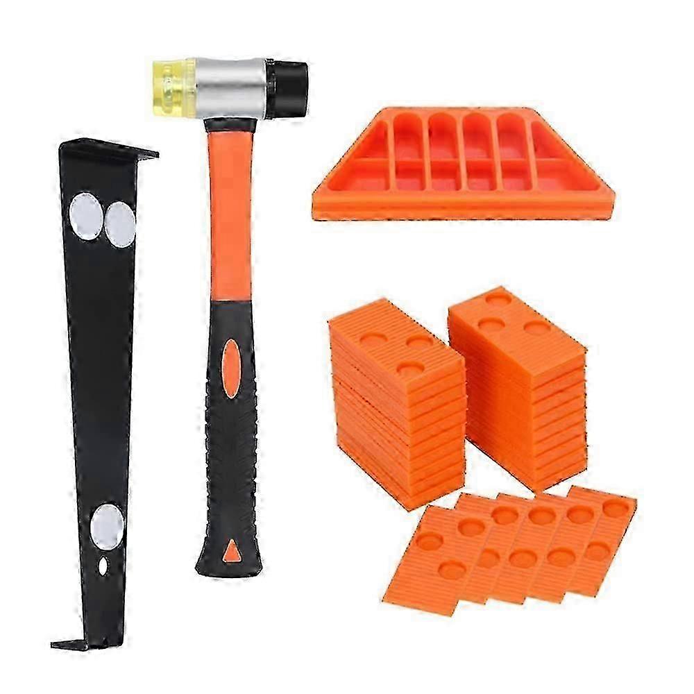 Flooring Kit, with 40 Spacers, Double Headed Mallet, Tapping Block and Pull Bar (Orange)