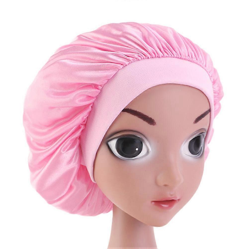 Kids Elasticity Sleep Cap Satin Bonnets Wide-Brimmed For Children During Eating 5Pcs