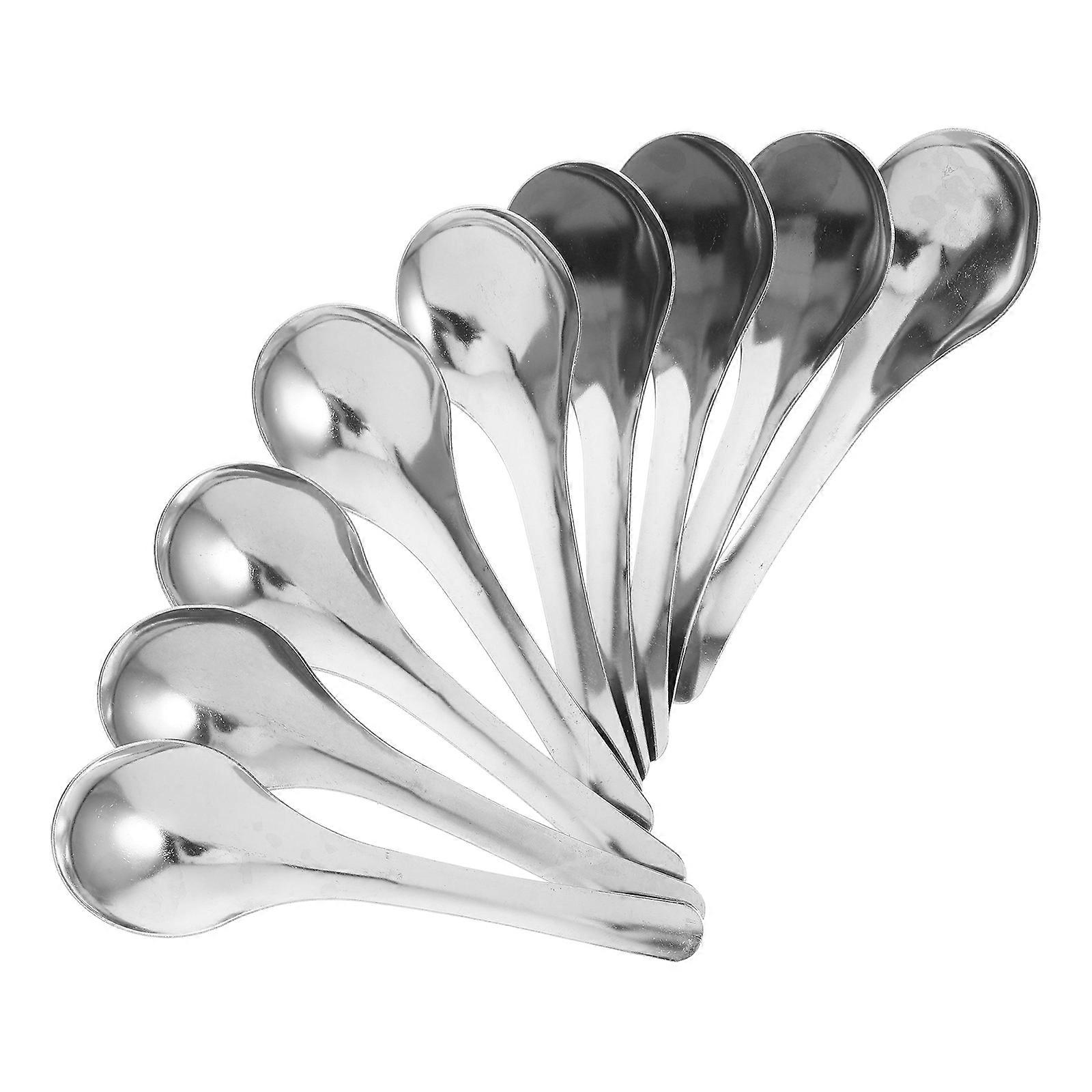 Table Spoons Stainless Steel Deep Bowl for Children Silver 14.50X4.2X2CM Kitchen Silverware 10Pcs