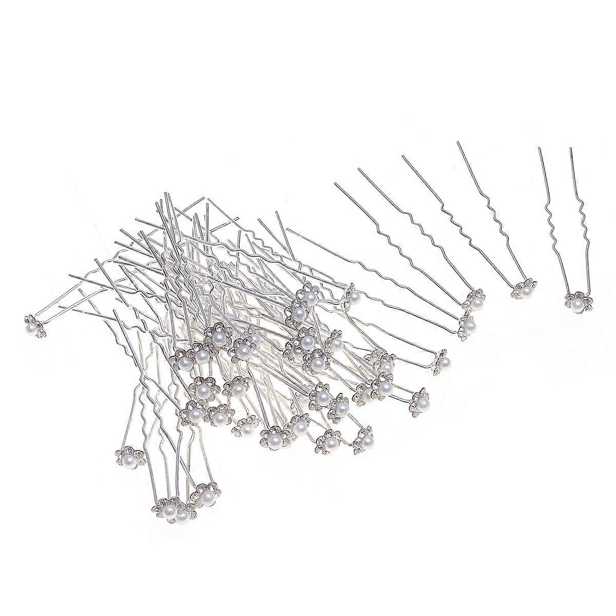 a refined and professional product description based on the title you provided:
**40pcs Pearl Flower Hairpins with Rhinestone – Elegant Bridal
