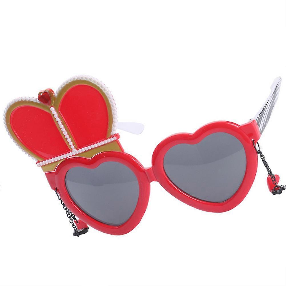 Valentines Day Eyeglass Red Sunglasses Queen Eyewear Hawaii Gathering Photo Props Heart Shape Costume Accessory 1Set