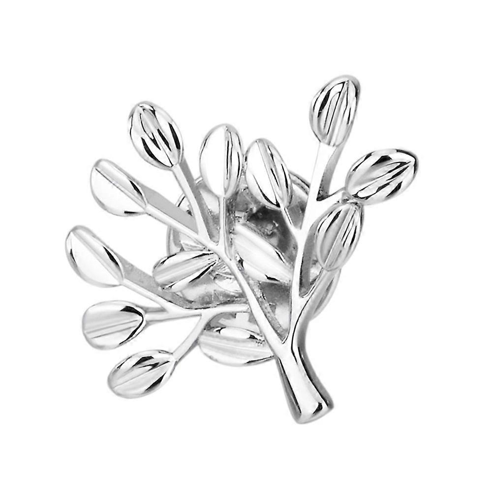 Brooch Pin Silver Tree Design for Wearing Elegant Lapel Accessory