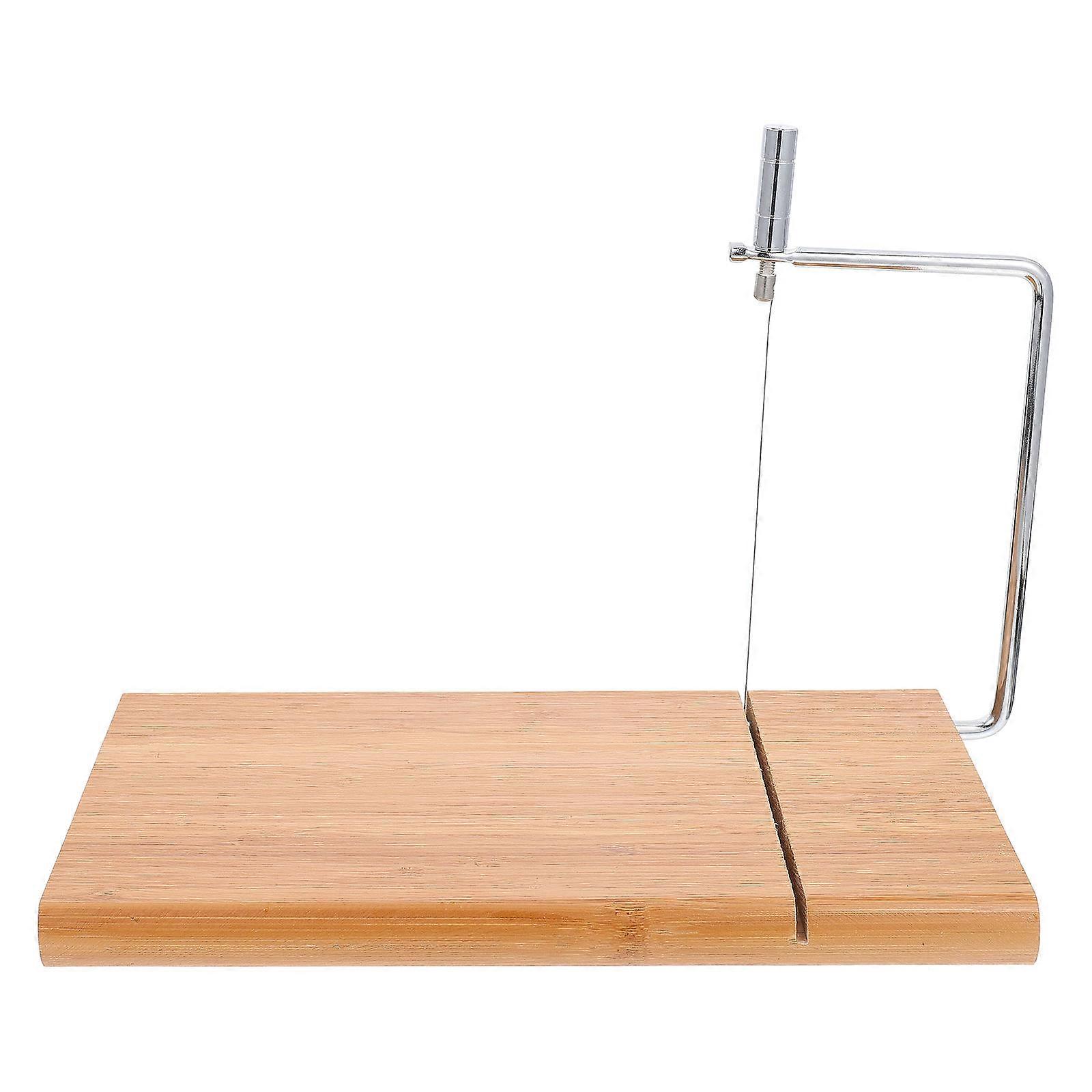 Bamboo Cheese Kitchen Gadget Portable Butter Cutting Tool Rectangular Shape Khaki Color 1Pcs