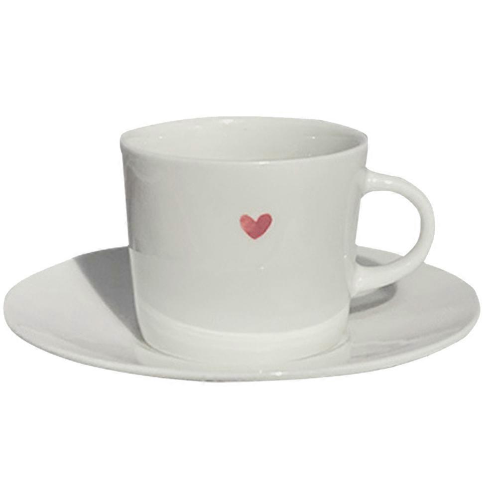 Ceramic Coffee Mug Heart-Shaped Handle Classic Home Use 70ml Drinking 1Set