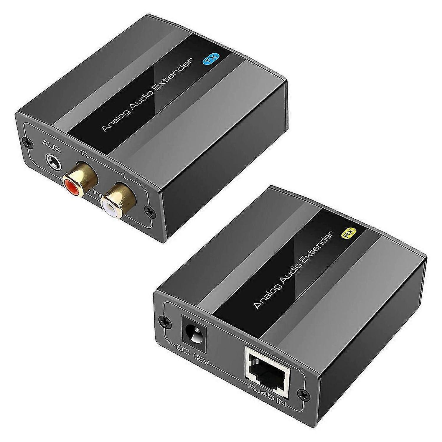 Analog Audio Extender RCA 3.5mm Stereo over Ethernet Single Cat5E/6/7 Cable Up to 500M Audio Convert