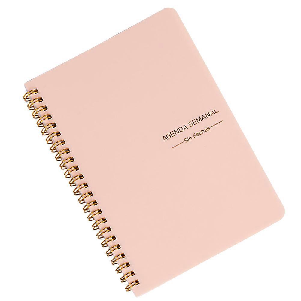 Notepad For Office Coil Design A5 Notebook Rectangular Shape Smooth Writing Portable Agenda 8.25X5.50X0.39IN Pink 1Pcs