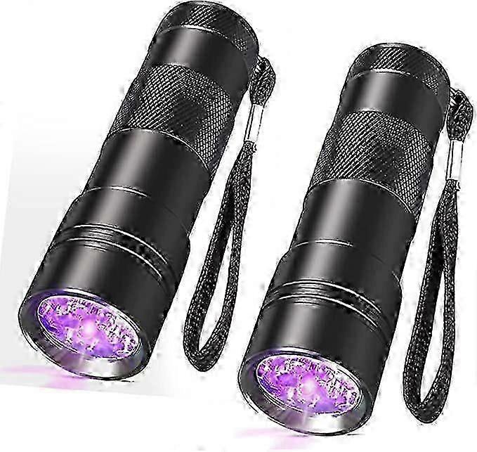Black Light Torch, 2 Pack of 12 LED UV Black Light Torches, 395nm Handheld Torch, Professional Urine Detector black
