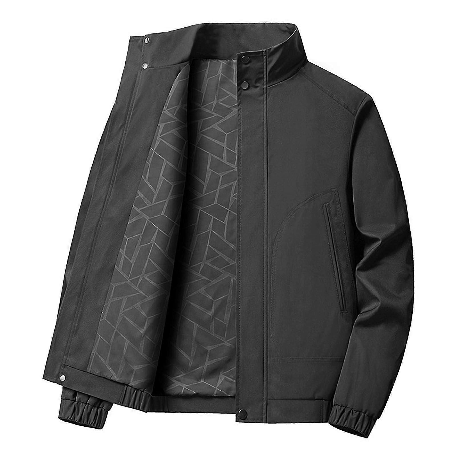 Coat Men's Elegant Jacket with Hood Softshell Quilted Vest Parka A1 black XXL