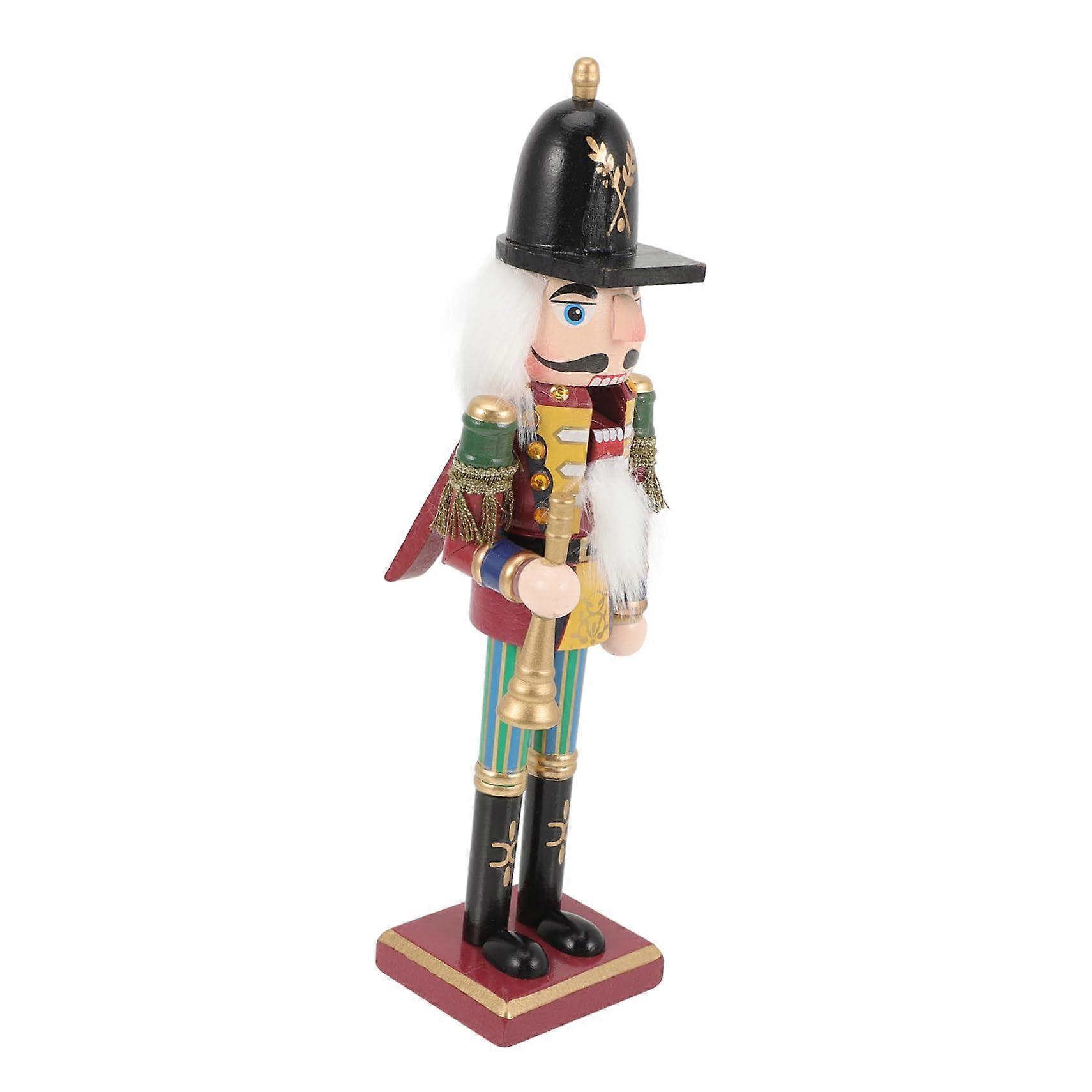 Nussknacker Soldat Nutcracker Soldier Wooden Olive Green LED Desk Decor For Christmas Table Centerpiece And Office Decor