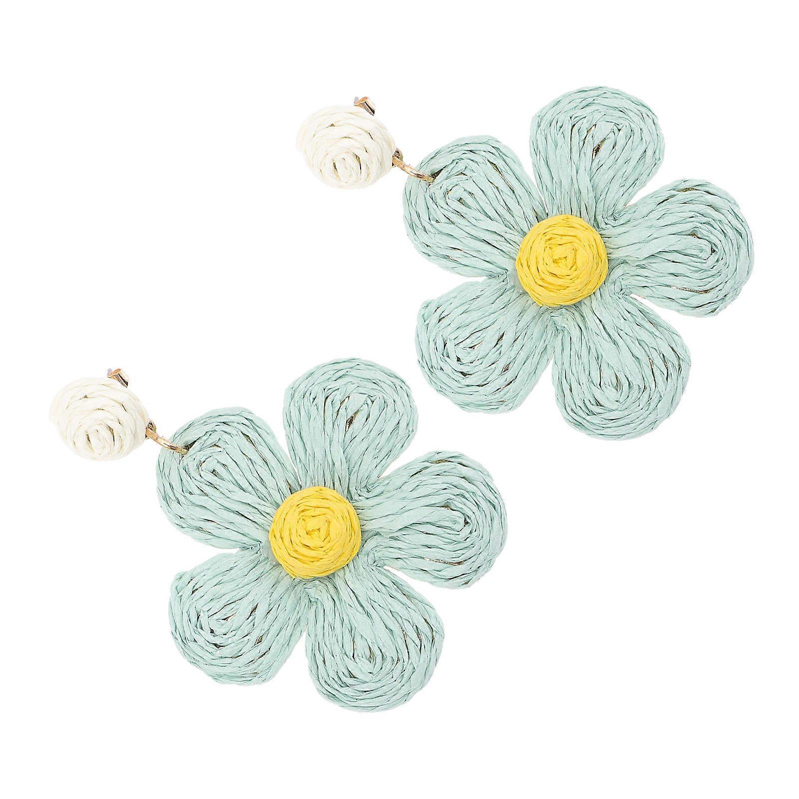 Earrings for Beach Raffia Weaving Summer Style Adornment 1Pair