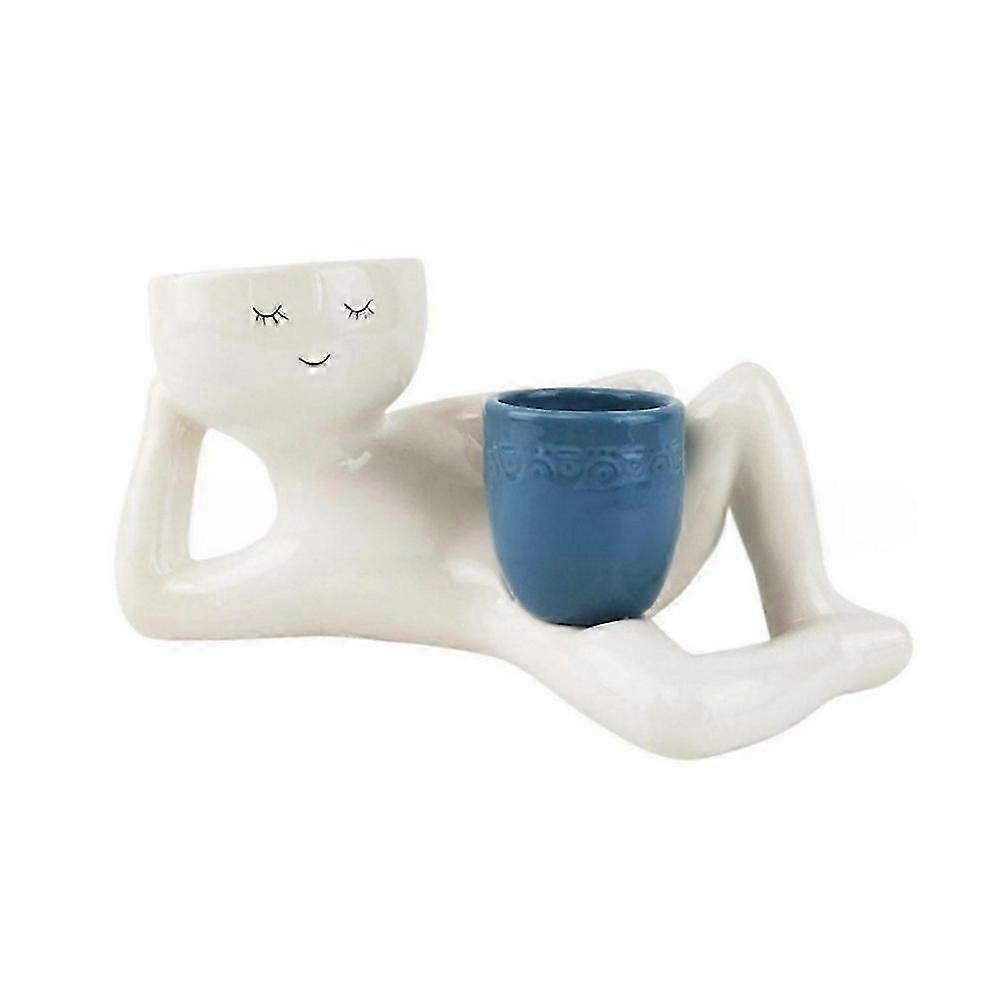 Lazy Guy Planter, Funny Plant Pots, Lazy Little Character Flowerpot 0619