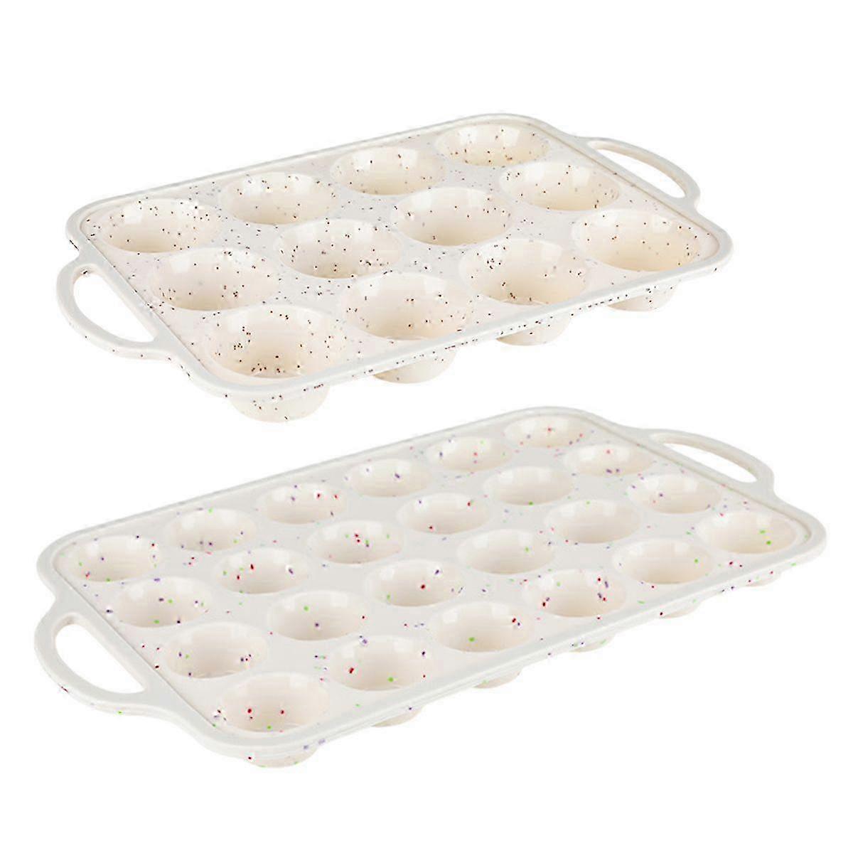 Mini Muffin Pan, Metal Reinforced Frame Mini Cupcake Pans 24 Cups Nonstick Silicone Molds with Handle for Baking Mini Muffins and Cupcakes