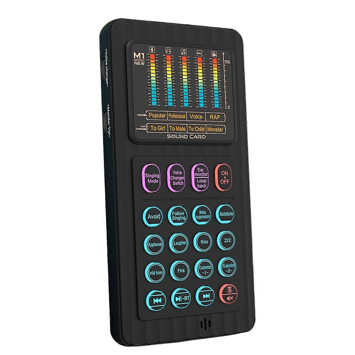 New Voice Changer Device with 8 Sound Effects Lighting Mini Live Broadcast Handheld Mic Sound Effects Machine Karaoke A