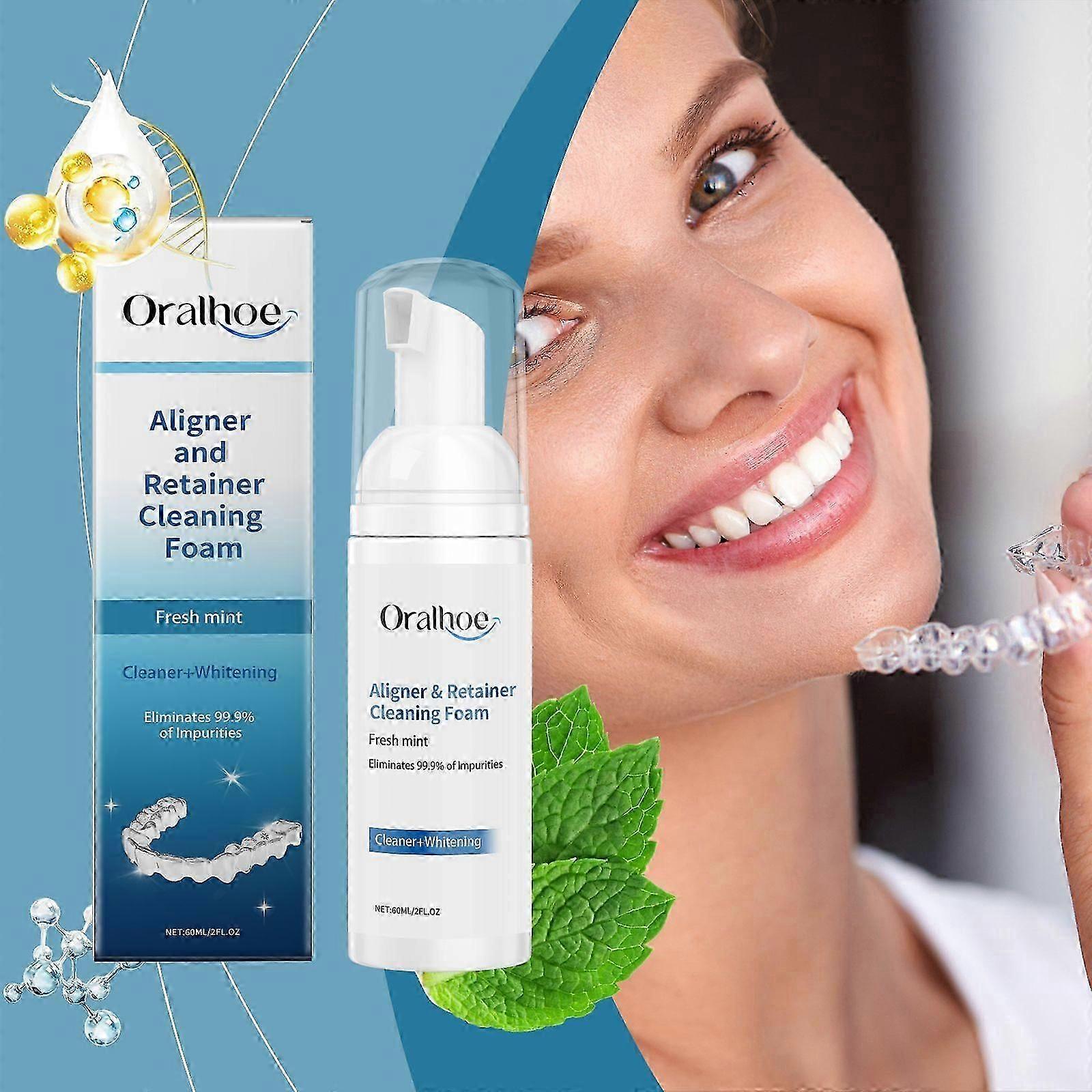 Aligner Cleaner, Denture Cleaner and Whitener Paste Foam Perfect for Sports Mouth Guard and Denture, Whitens Teeth and Fights Bad Breath