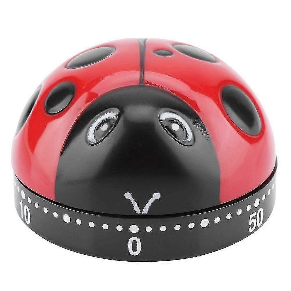 Ladybug Shape Mechanical Kitchen Timer - 60min Wind-Up Timer with Loud Ring for Kitchen, Salon, Office Use