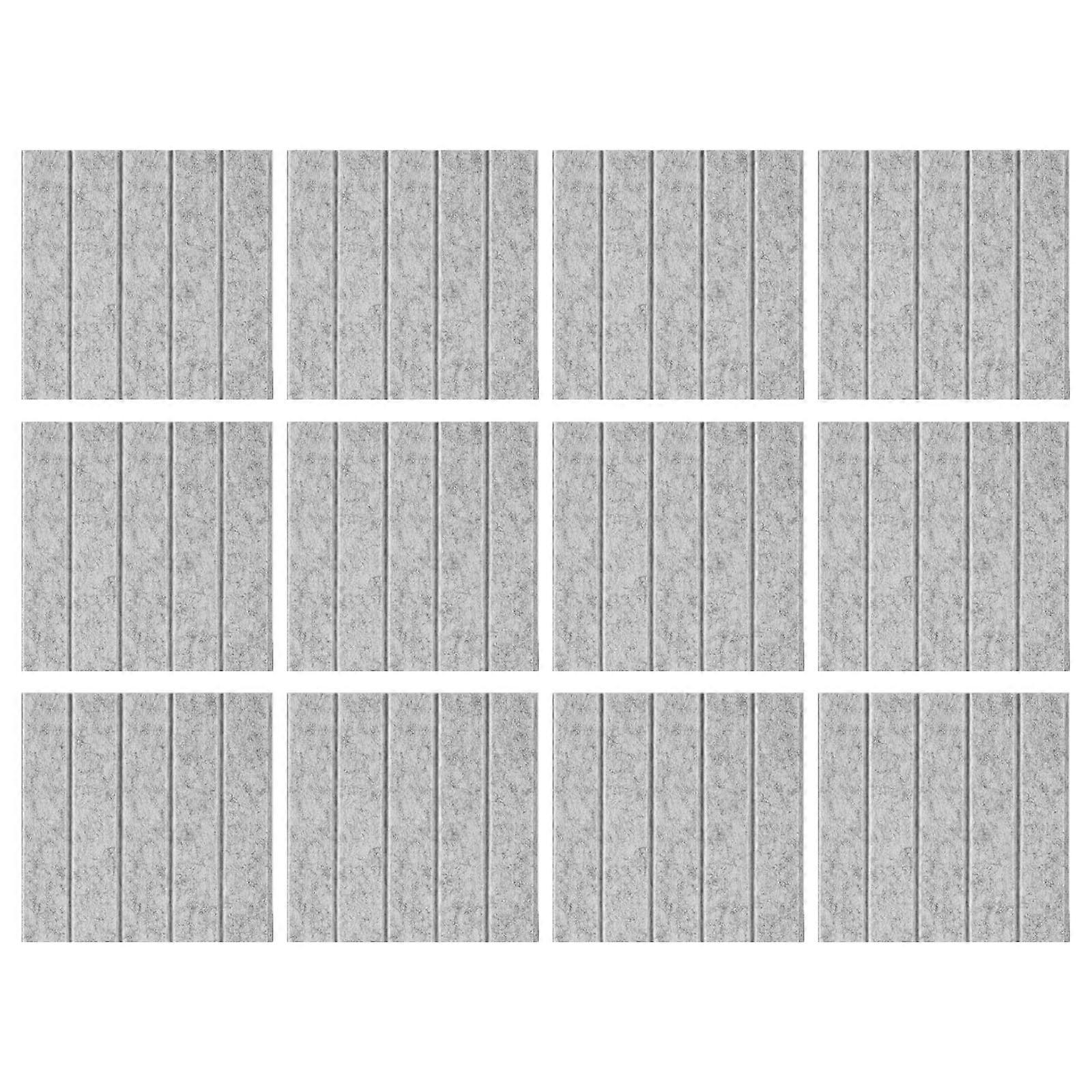12 Pack Sound Isolation Foam Panels Polyester Texture Acoustic Treatment Wall Tiles for Living Room and Studio Silver Gray