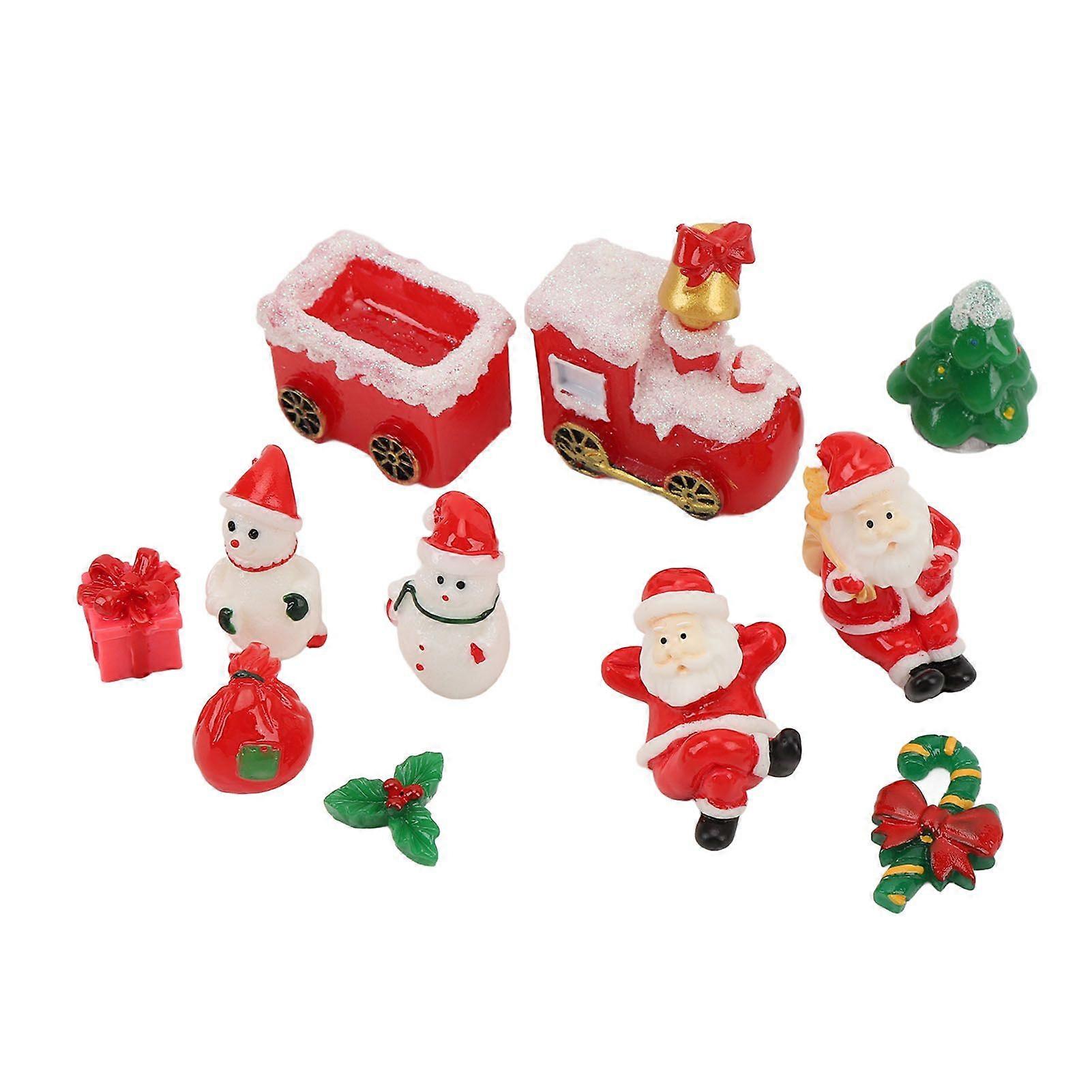 2025 Latest Model  12 Pieces Miniature Statues Set Mini Santa Snowman Tree