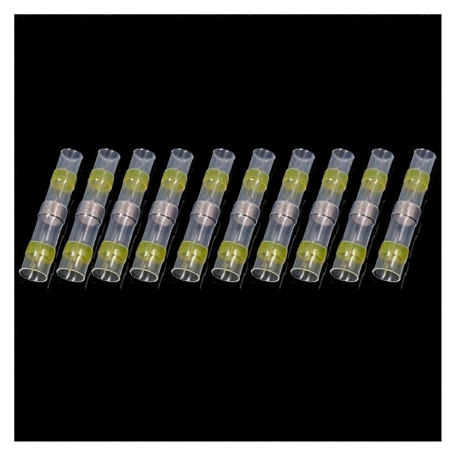 100PCS Yellow Heat Shrink Butt Crimp Terminals Solder Seal Electrical Wire Cable Splice Terminal Kit 100pcs With Box