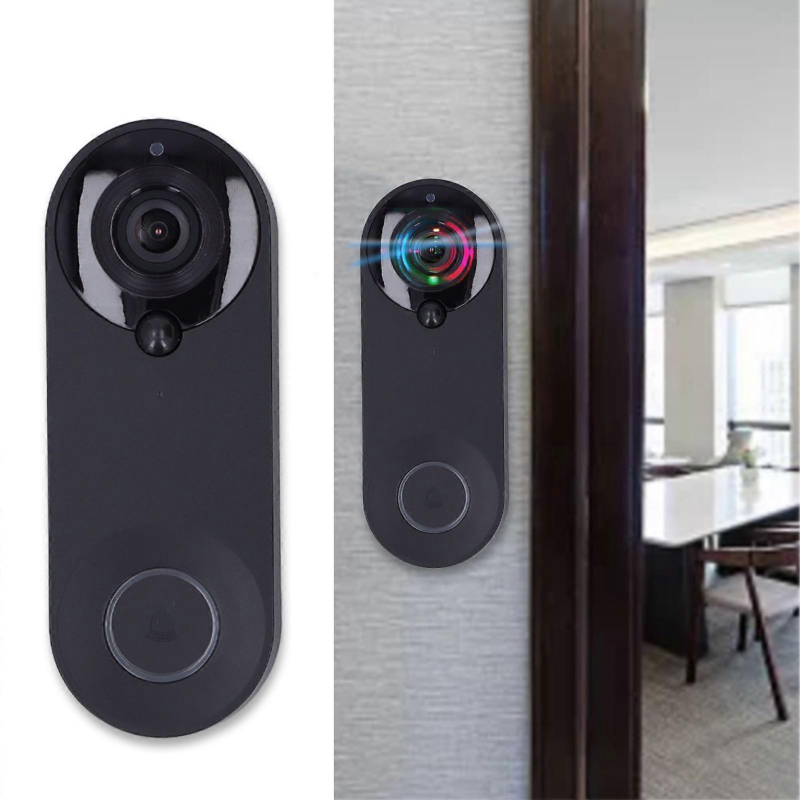 1080P WIFI Video Doorbell Camera Wide Angle Lens PIR Motion Detection 2 Way o IR Night Vision for Home Security Black