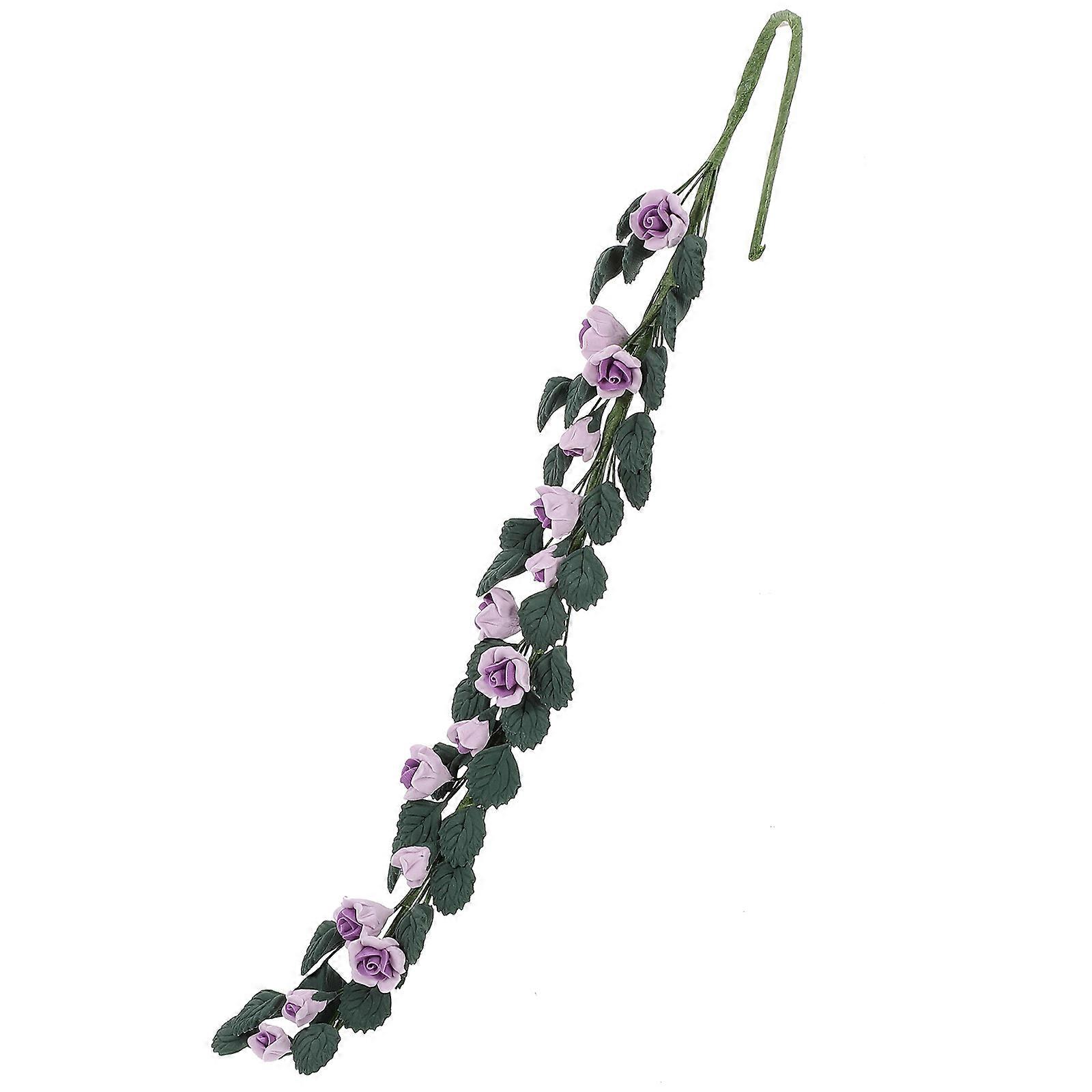 Miniature Rose Vine Model Photo Prop Decorative Purple Resin 1Pcs