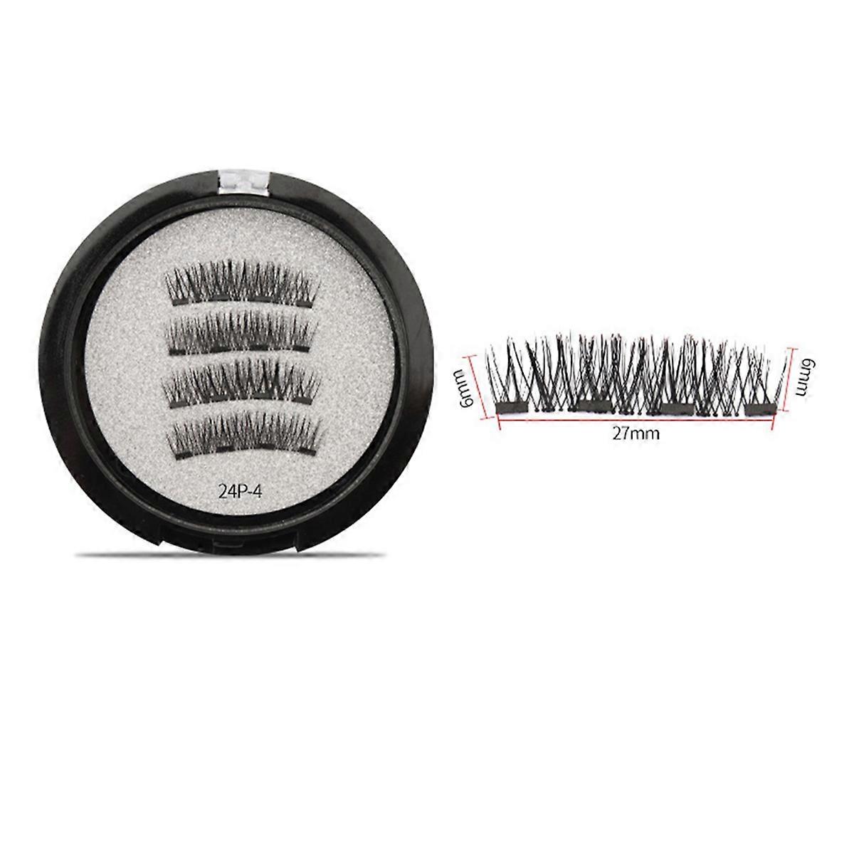 2 Pairs Synthetic Fiber Magnetic Eyelashes with Eyelash Curler 24P-4