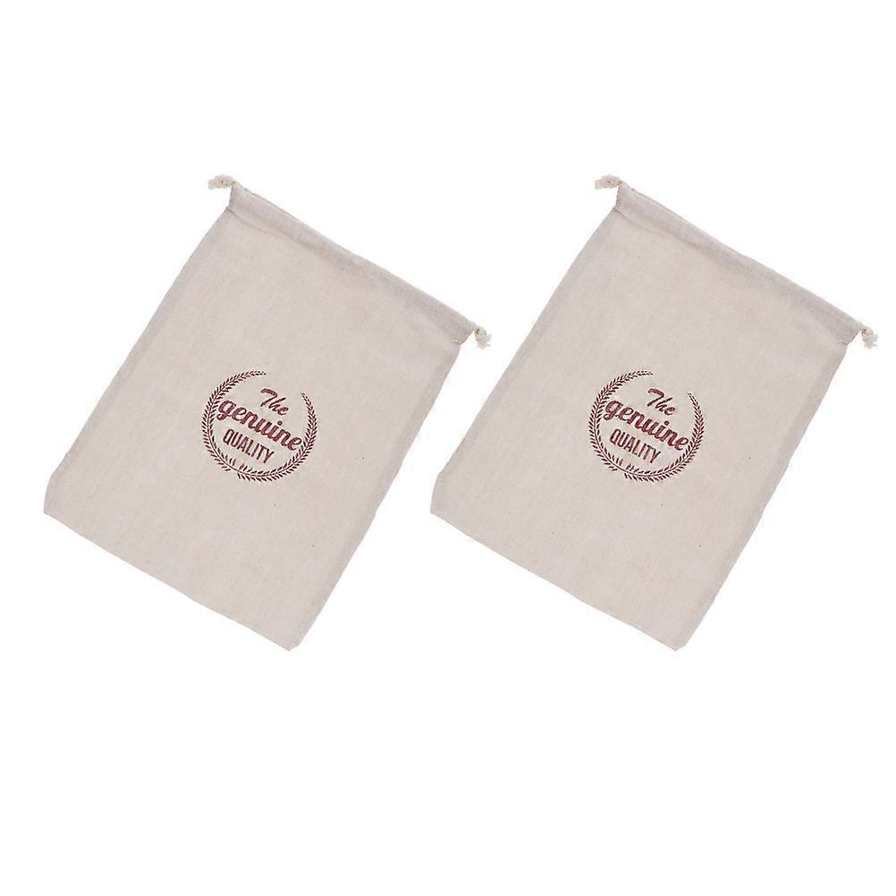 Reusable Organic Cotton Drawstring Bread Bag for Storage 2Pcs Linen