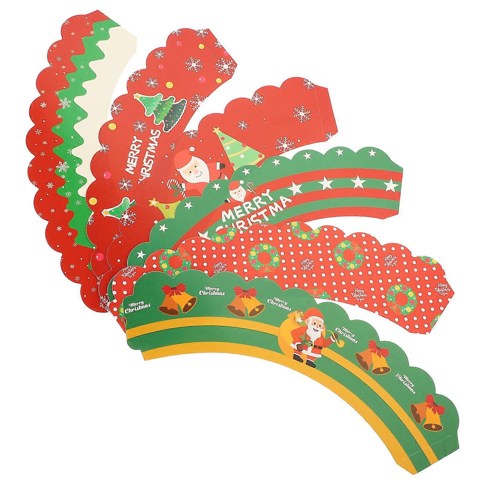 Cake Decorative Wrapper Christmas Cupcake Wrappers Friends Family Christmas Party 8.5X8X5.2CM 6Pcs