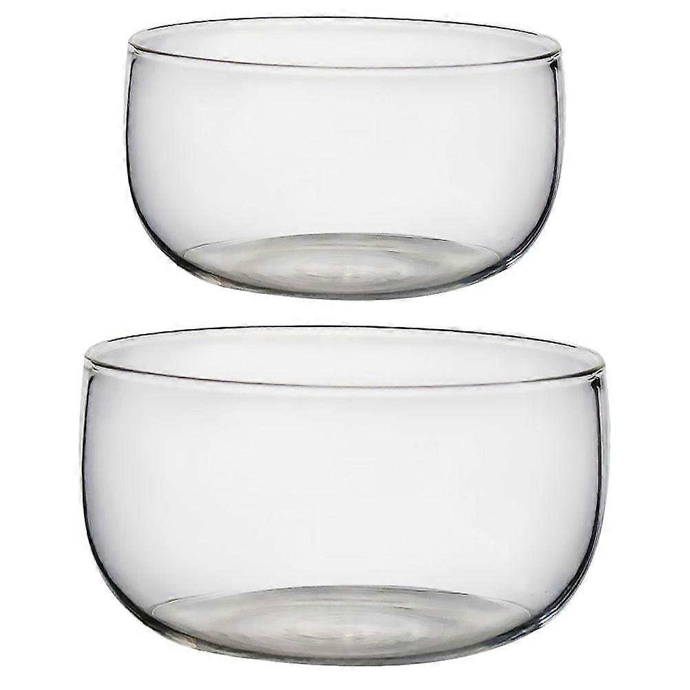 Transparent Glass Salad Bowl for Storage with Smooth Rim 2 Pieces Household Kitchen Tableware