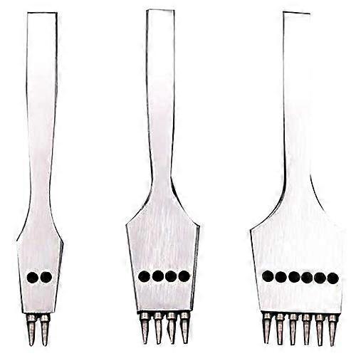 3 Pieces 4 mm Leather Craft Round Hole Leather Puncher Removable Seam Chisel Tool Set