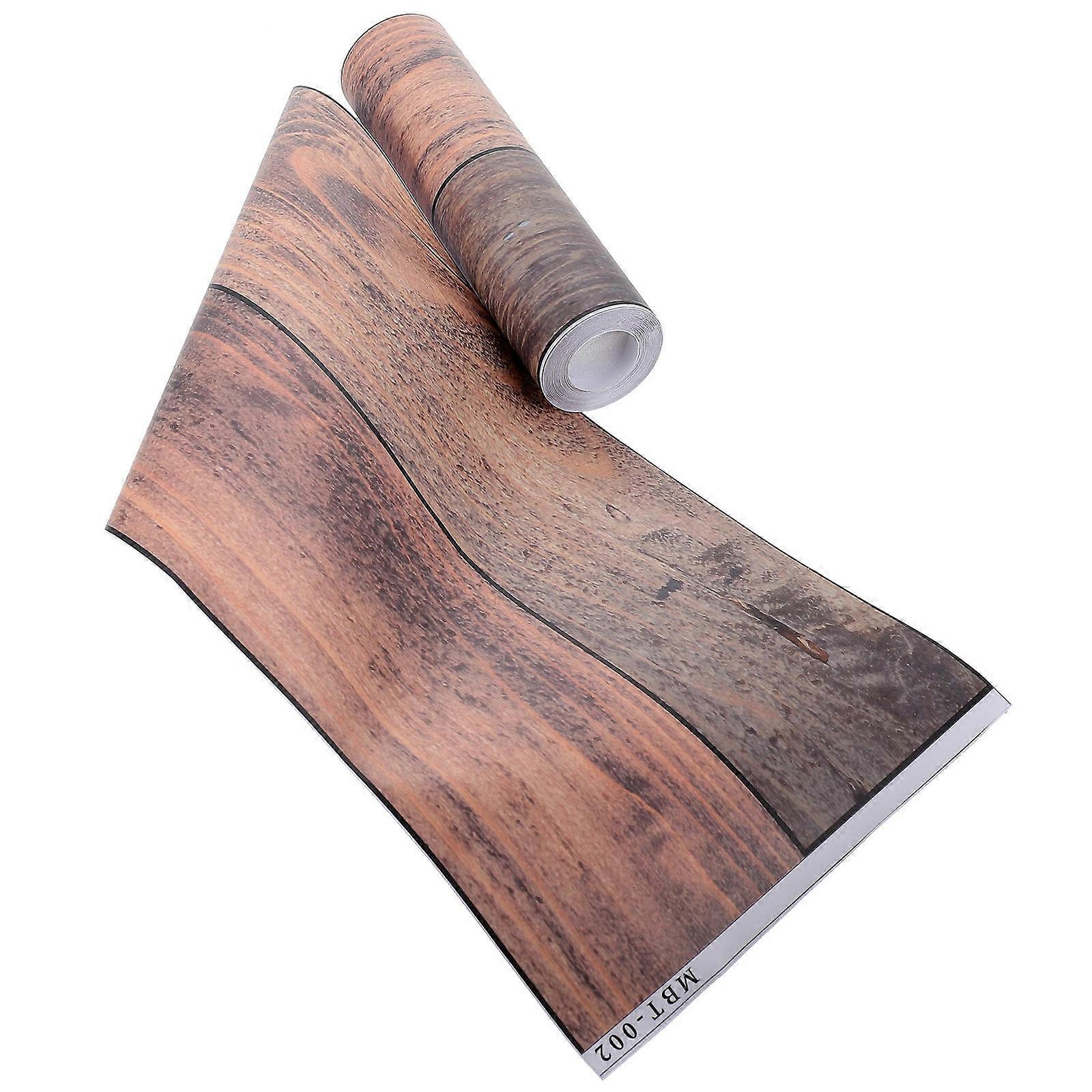 Self Adhesive Floor Sticker Wood Grain Floor Plank Decal For Homeowners Diy Enthusiasts 500X20cm PVC 1Pack