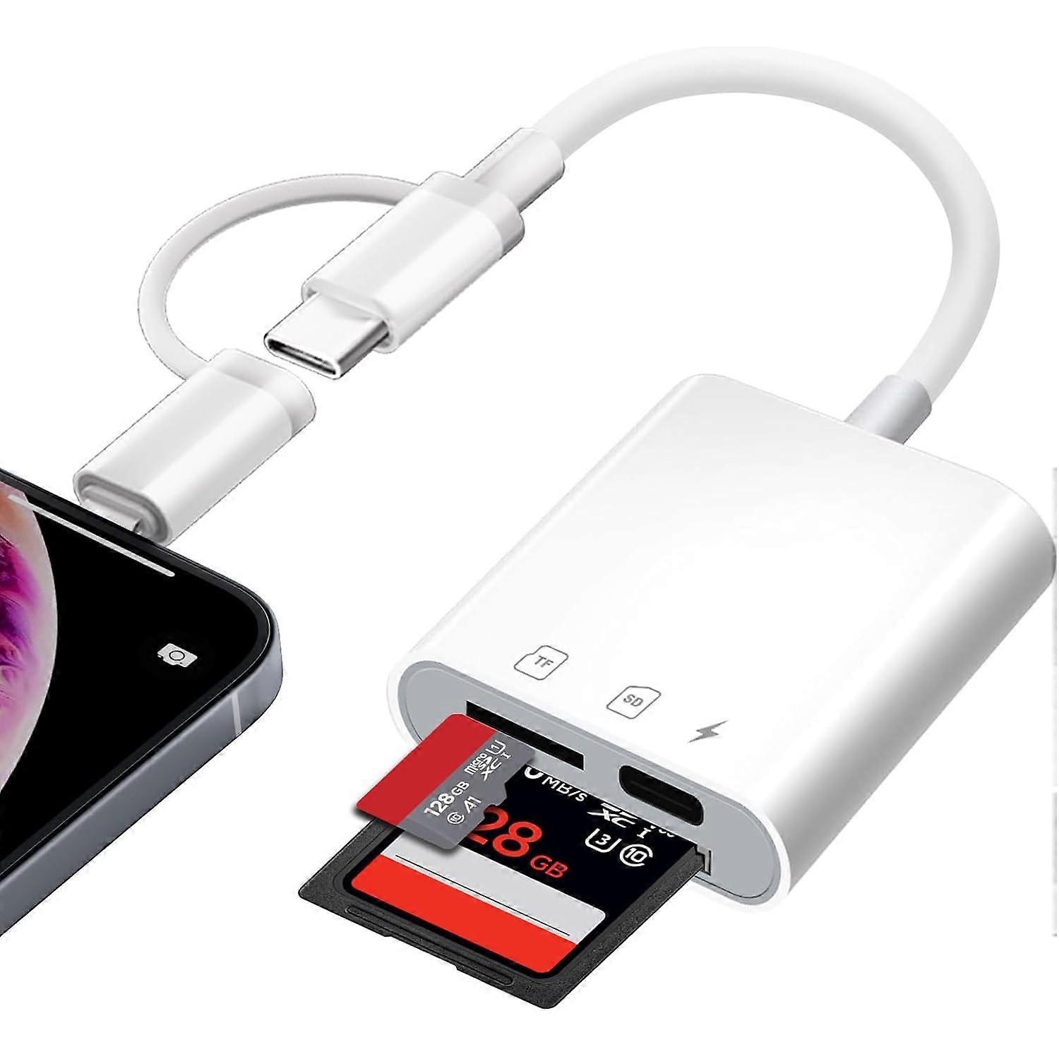SD Card Reader for iPhone/iPad/Camera, USB C with Charging and Card Reading